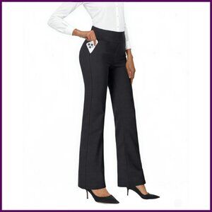 Stretchy High Waist Work Pants Bootcut Office Trousers with Pockets